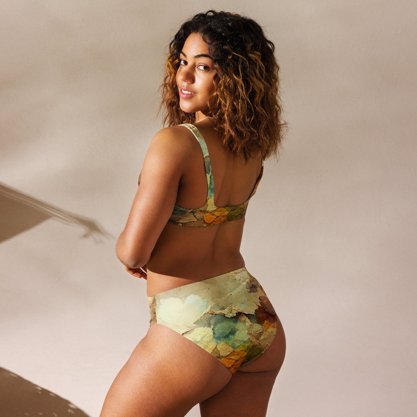 Leaves Recycled high-waisted bikini